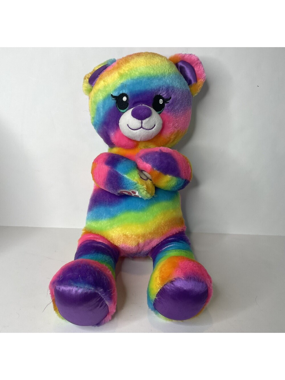 Build A Bear Tie Dye Bear Plush Bright  Stuffed Animal BAB 16" Rainbow